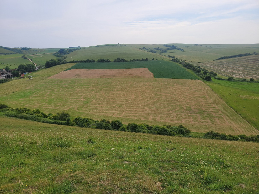Aerial photo South Farm Rodmell Maize Maze